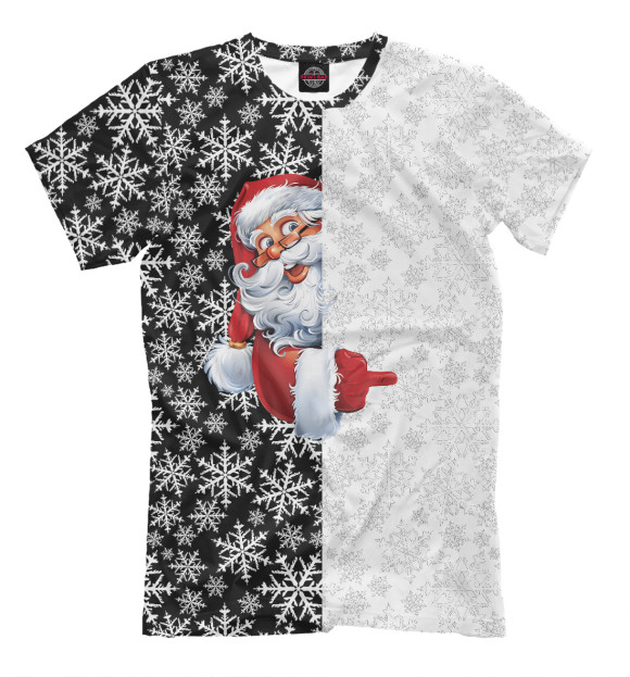 Мужская футболка с изображением Дед Мороз цвета Белый