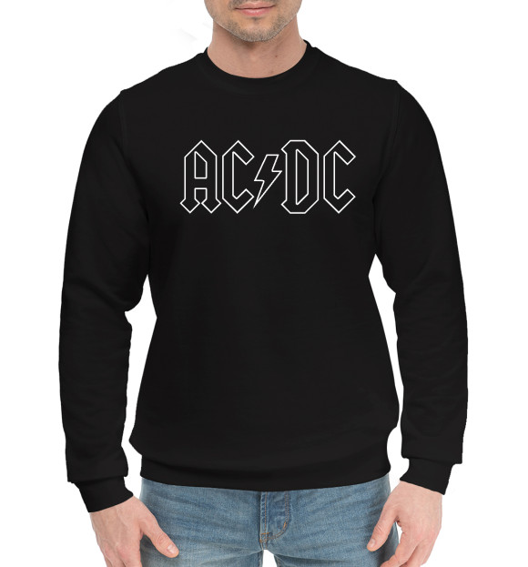 Мужской хлопковый свитшот с изображением AC/DC цвета Черный