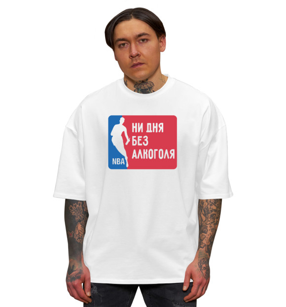 Мужская футболка оверсайз с изображением Ни дня Без Алкоголя (NBA ) цвета Белый