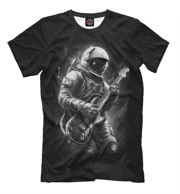 Мужская футболка с изображением Космонавт с гитарой цвета Белый