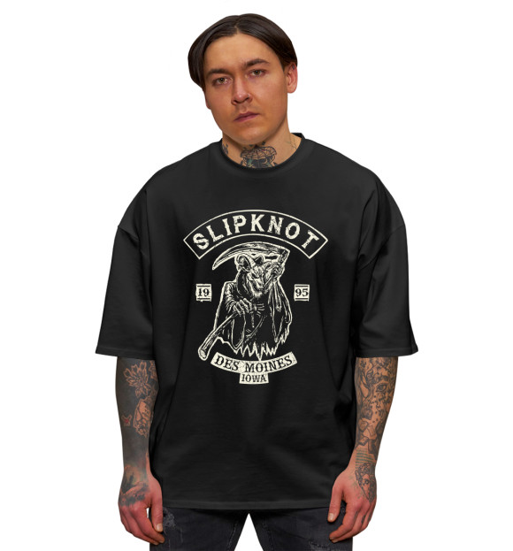 Мужская футболка оверсайз с изображением Slipknot цвета Черный