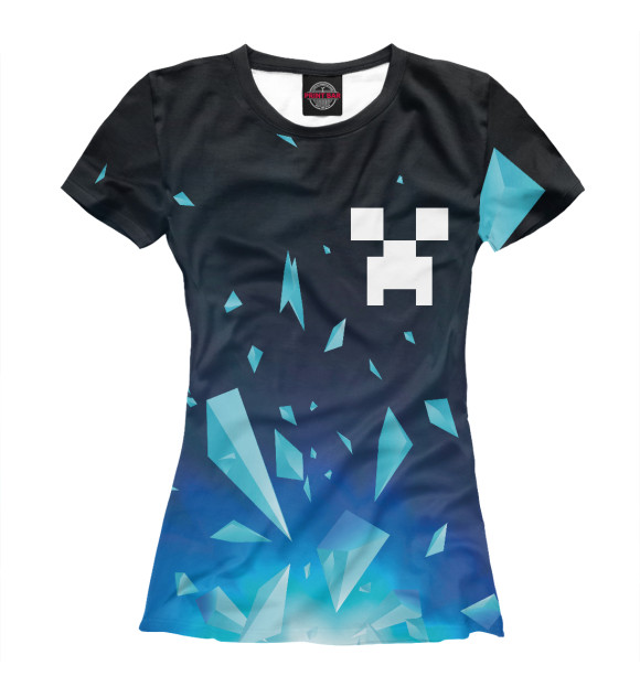 Женская футболка с изображением Minecraft взрыв частиц цвета Белый