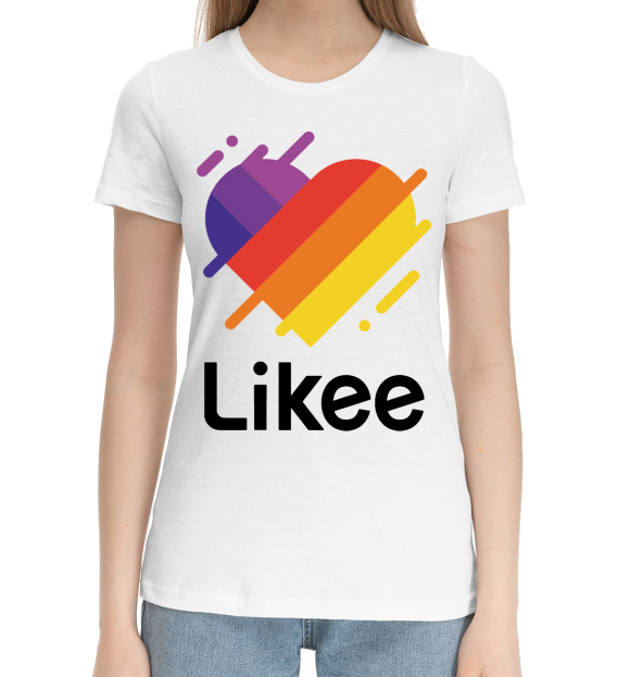 Женская хлопковая футболка с изображением Likee цвета Белый