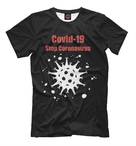 Мужская футболка с изображением Covid-19 цвета Белый