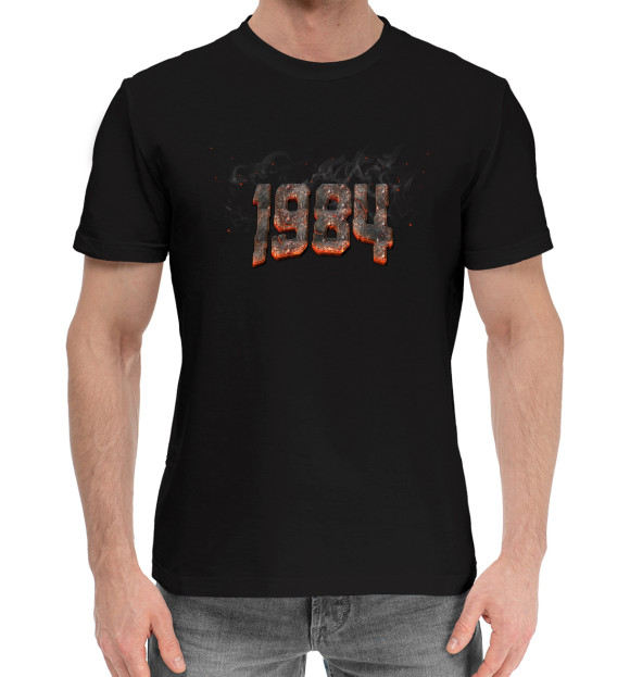 Мужская хлопковая футболка с изображением 1984 цвета Черный