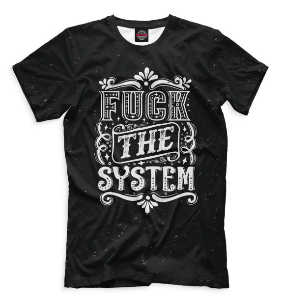 Мужская футболка с изображением Fuck the system цвета Белый