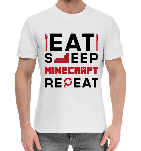 Мужская хлопковая футболка с изображением Minecraft Routine цвета Белый