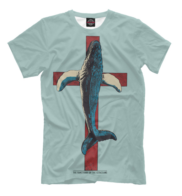 Мужская футболка с изображением Защитим китов цвета Белый