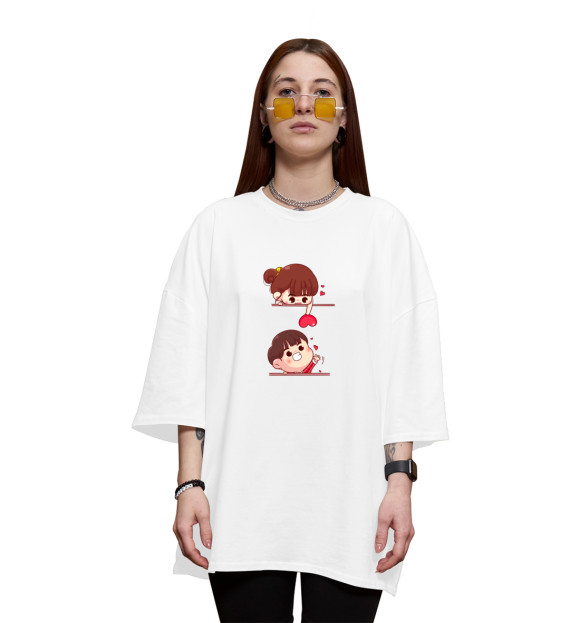 Женская футболка оверсайз с изображением Любовь цвета Белый