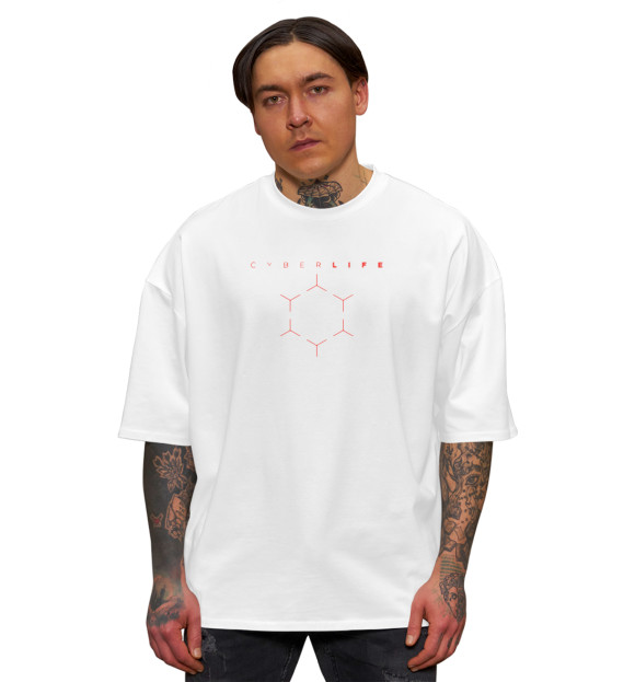 Мужская футболка оверсайз с изображением Detroit: Become Human цвета Белый