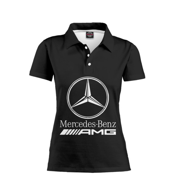 Женское поло с изображением Mersedes-Benz AMG цвета Белый