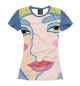 Женская футболка Женское лицо с яркими губами