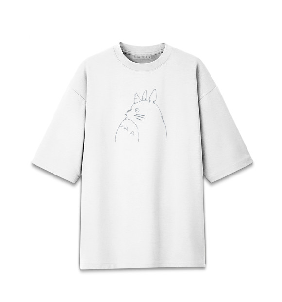 Мужская футболка оверсайз с изображением Тоторо цвета Белый