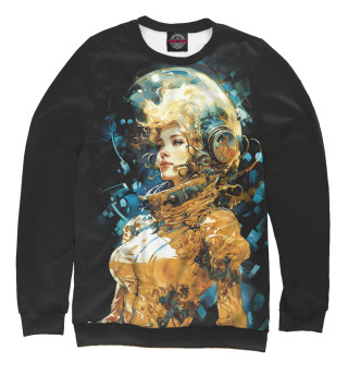 Свитшот для девочек Блондинка-космонавт в золотом скафандре
