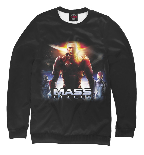 Мужской свитшот с изображением Mass Effect цвета Белый