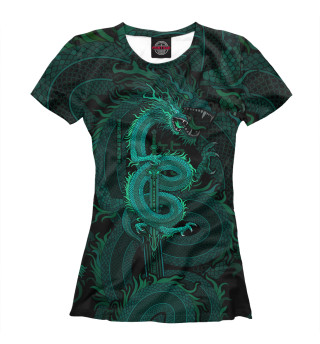 Женская футболка Зеленый дракон - древний Китай
