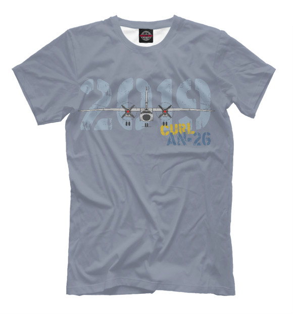 Мужская футболка с изображением Ан-26 цвета Серый