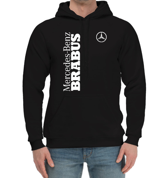 Мужской хлопковый худи с изображением Mercedes Brabus цвета Черный