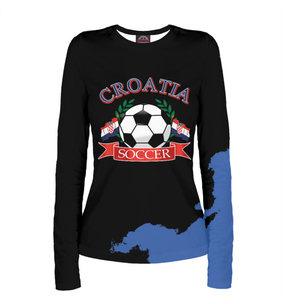 Женский лонгслив с изображением Croatia soccer ball цвета Белый