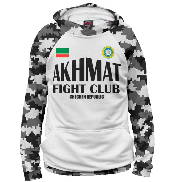 Мужское худи с изображением Akhmat Fight Club цвета Белый