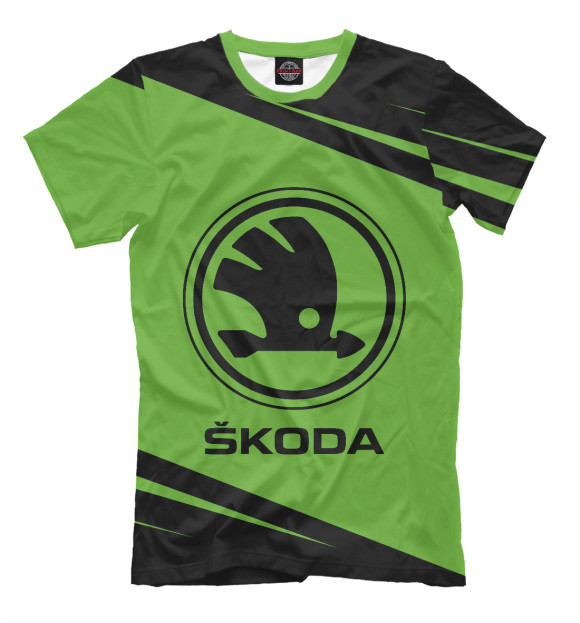 Мужская футболка с изображением Skoda / Шкода цвета Белый