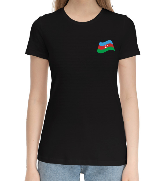 Женская хлопковая футболка с изображением Азербайджан цвета Черный