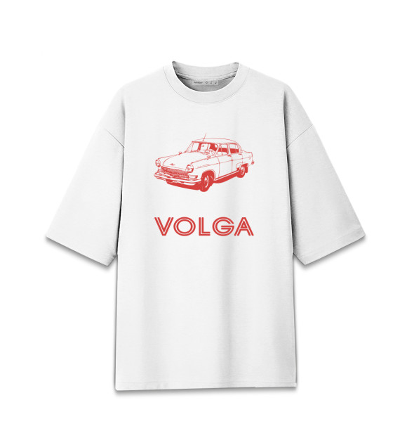 Мужская футболка оверсайз с изображением VOLGA цвета Белый