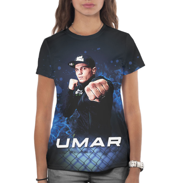 Женская футболка с изображением Умар Нурмагомедов цвета Белый