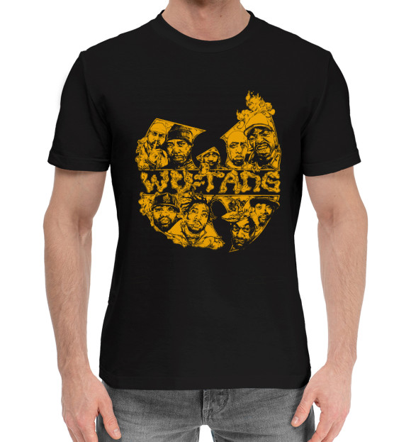 Мужская хлопковая футболка с изображением Wu-Tang Clan цвета Черный