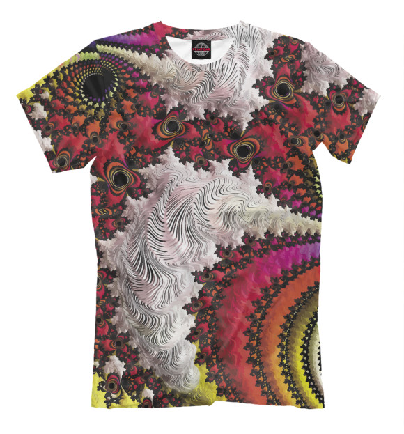 Мужская футболка с изображением Color fractal abstraction цвета Белый