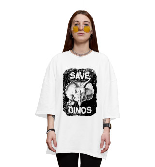 Женская футболка оверсайз Save the dinos