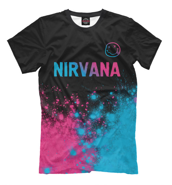 Мужская футболка с изображением Nirvana Neon Gradient цвета Белый