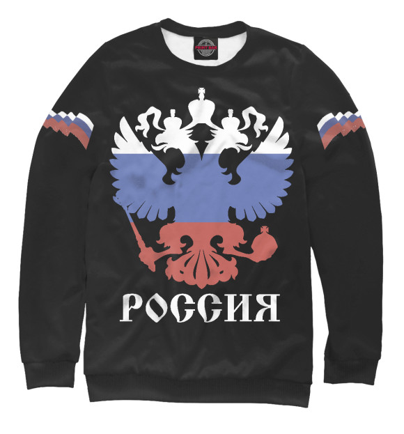 Свитшот для девочек с изображением Символика России цвета Белый