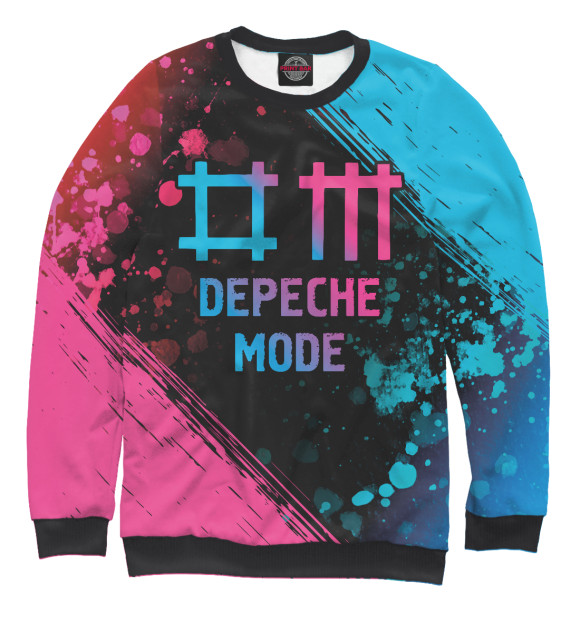 Свитшот для девочек с изображением Depeche Mode Neon Gradient (colors) цвета Белый