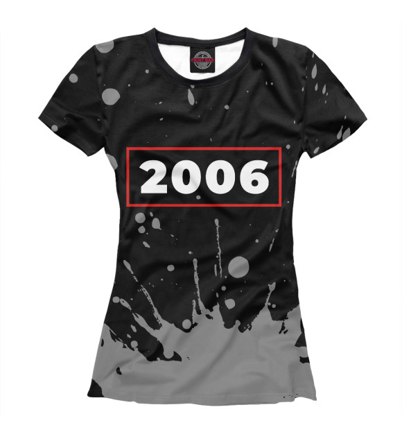 Женская футболка с изображением 2006 - в красной рамке (брызги) цвета Белый
