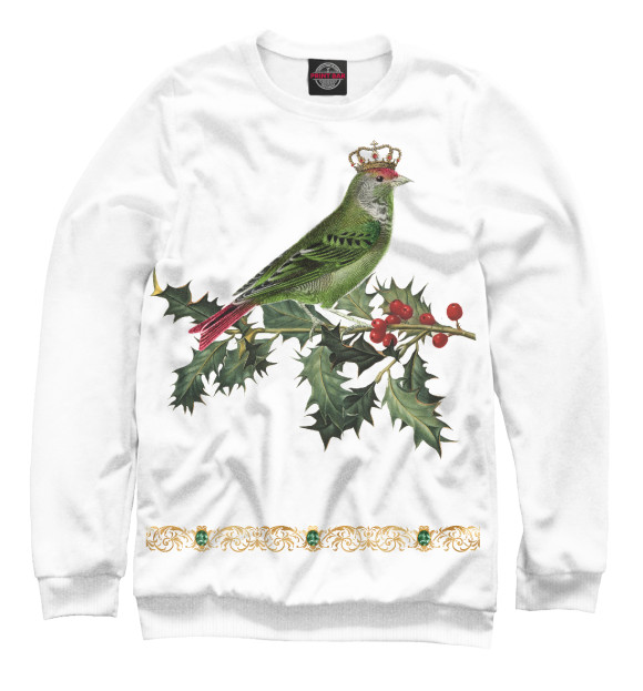 Мужской свитшот с изображением Рождественская птица цвета Белый