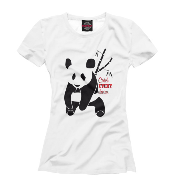 Женская футболка с изображением Панда и сон цвета Белый