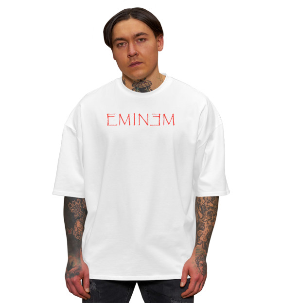 Мужская футболка оверсайз с изображением Eminem цвета Белый