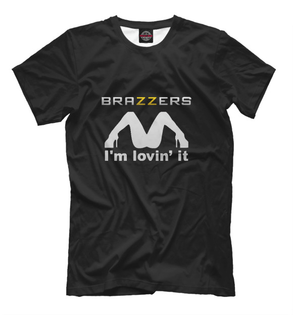 Мужская футболка с изображением Brazzers i'm lovin' it цвета Белый