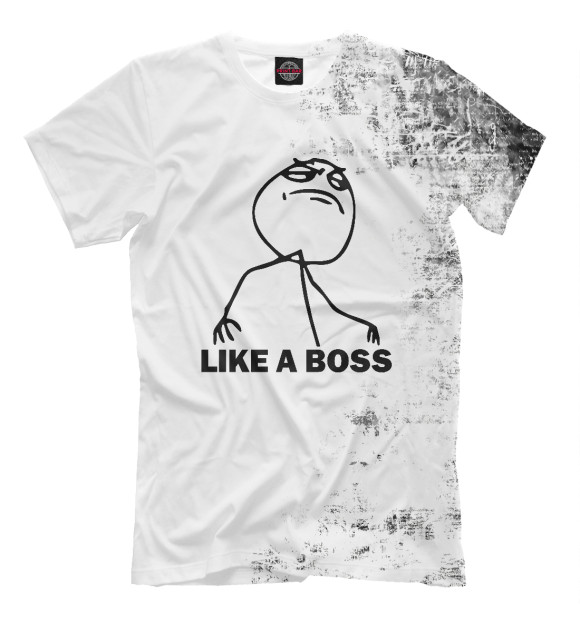 Мужская футболка с изображением Like A Boss Meme цвета Белый