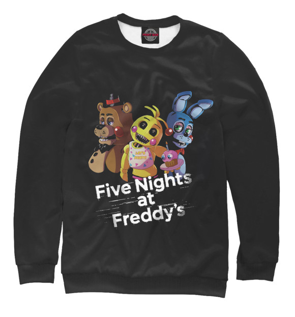 Мужской свитшот с изображением Five Nights at Freddy's цвета Белый