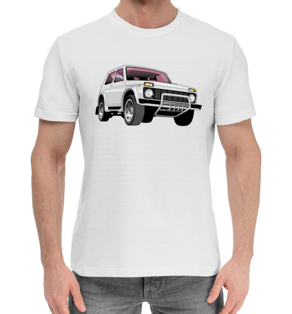 Мужская хлопковая футболка с изображением Lada цвета Белый