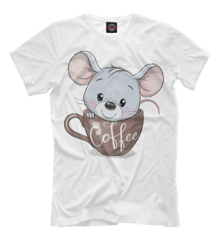 Мужская футболка Мышонок в чашке кофе