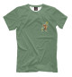 Мужская футболка Лиса с листочками акварелью