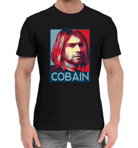 Мужская хлопковая футболка с изображением Kurt Cobain (Nirvana) цвета Черный