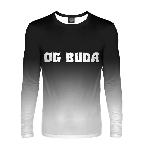 Мужской лонгслив с изображением OG BUDA - Градиент цвета Белый
