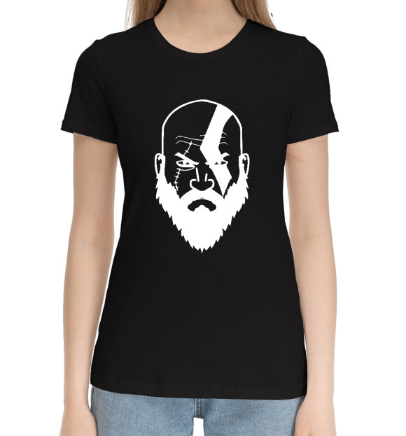 Женская хлопковая футболка с изображением God of war цвета Черный