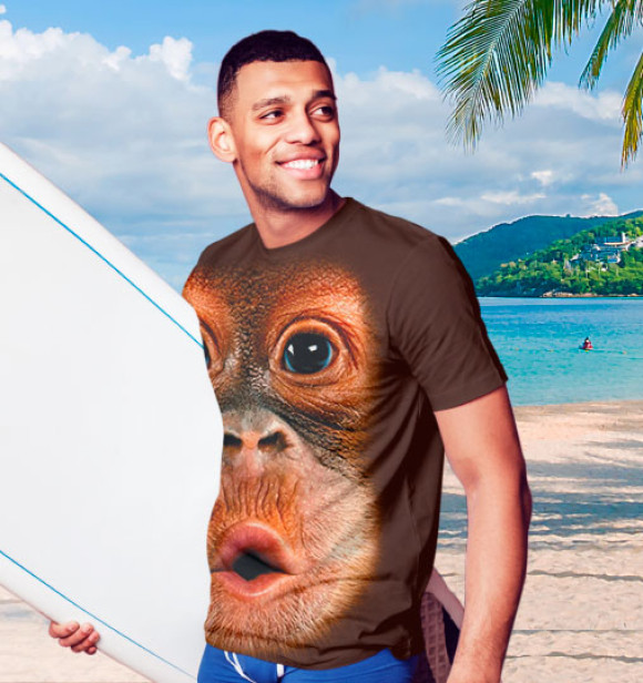 Мужская футболка с изображением Орангутанг цвета Белый
