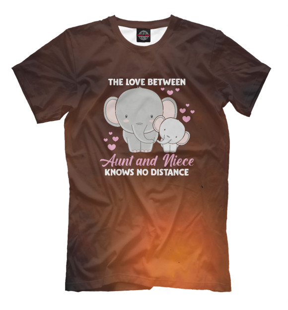 Мужская футболка с изображением Aunt and Love Elephant цвета Белый