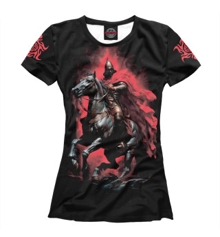 Женская футболка Русский богатырь на вороном коне